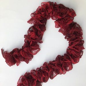 Red Lace Ruffle Scarf